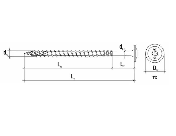 Wkręt ciesielski z łbem podkładkowym WKCP - 8 x dowolny opakowanie 25-50szt. wys.48h - obrazek 2